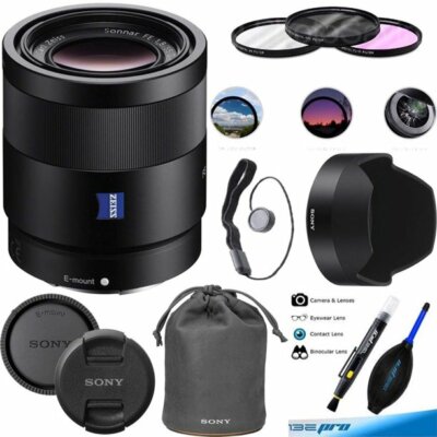 Sony Sonnar T* FE 55mm f/1.8 ZA Prime Lens (SEL55F18Z) - Essentials Bundle