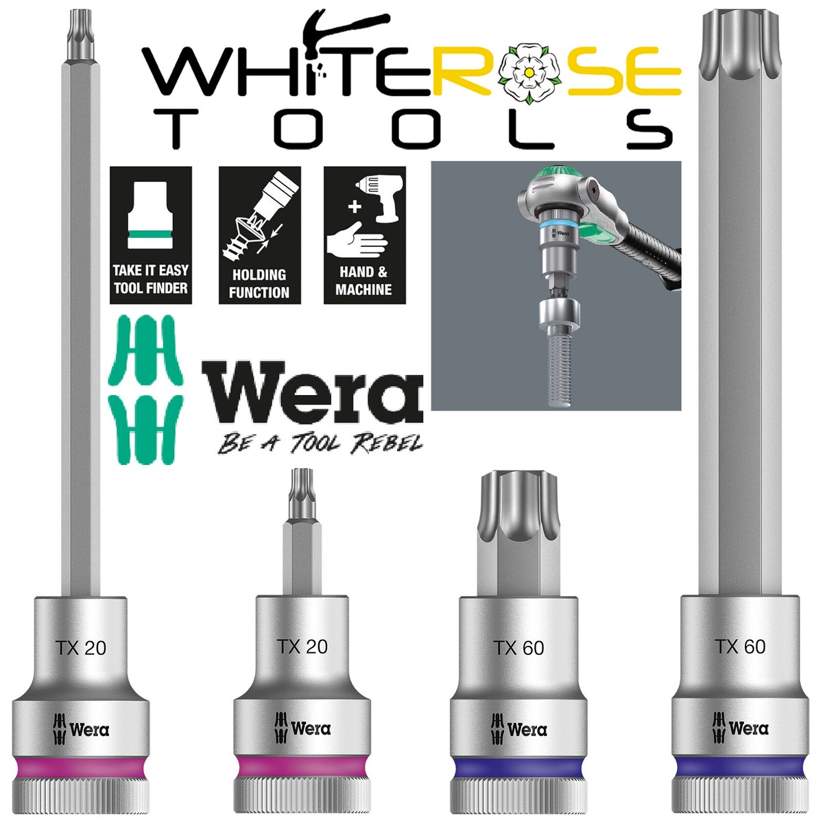 Wera 8767 Socket With Holding Function - 1/2 Inch Drive TX 50 X 60 Mm Bit Socket