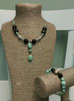 Natural Turquoise Semi Precious Stone Statement Necklace Bracelet Jewellery Set Natural Turquoise Semi Precious Stone Statement Necklace Bracelet Jewellery Set
