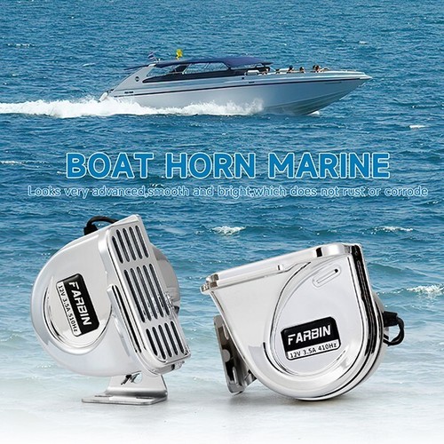 Bocina Impermeable Acero Inoxidable, Bocina Coche 12V con Soporte Base, Velero, Yate - Imagen 2 de 6