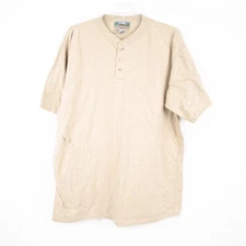 EMS Eastern Mountain Sports VTG Vintage 90's Tan Cotton Mens Henley Shirt- L USA