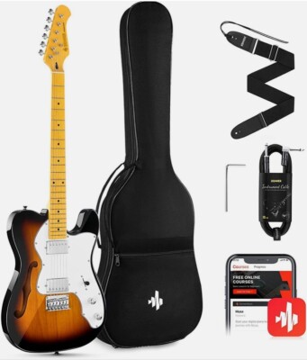 Donner DJC-1000 Tele Electric Guitar Jazz Design H-H Pickups With Gig Bag Strap