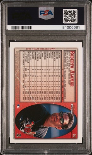 1998 Bowman Chrome Refractor #60 Roberto Alomar PSA 9 Mint POP 2 Highest HOF - Picture 2 of 2