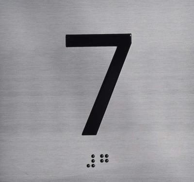 7TH Floor Elevator Jamb Plate Sign with Braille and Raised Number..-REF24-1027