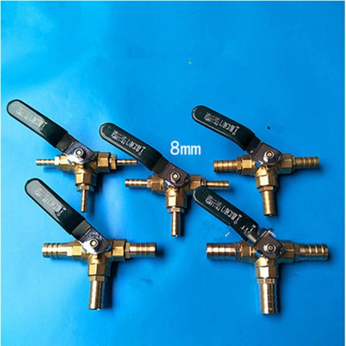 6-14mm L-piece Barb Ball Valve 3 Way Brass Tee Water Pipe Switch Plumbing Parts - Picture 8 of 11