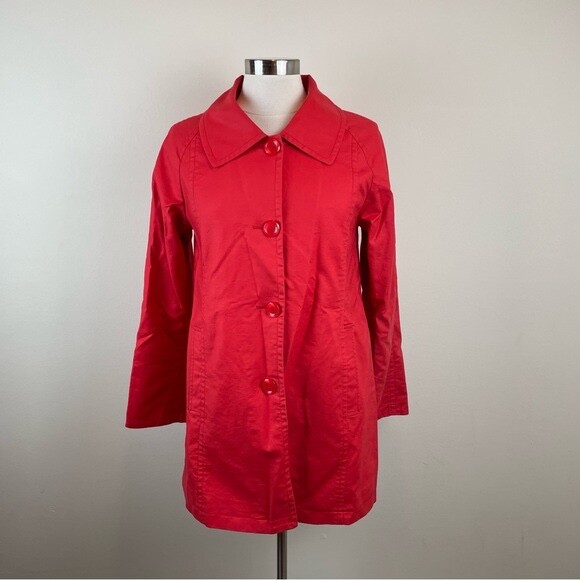 Pendleton Solid Red Polka Dot Lining Collared But… - image 3