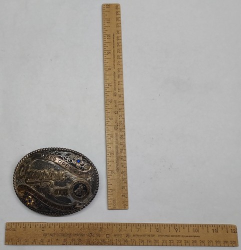 2008 CHAMPION NATIONAL BARREL HORSE ASSOC. - BELT BUCKLE -damaged- listing #7581 - Picture 3 of 9