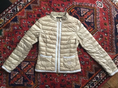 ESCADA Down Coat Quilted Puffa Jacket Beige Real Down Coat size 34 UK 8 - Picture 5 of 15