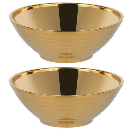 Gold Ramen Noodle Soup Bowl2 PCS Double Layer 18/8 Stainless Steel Bowl8 inch