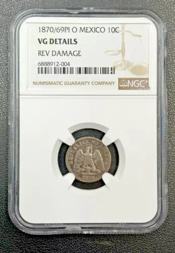 1870/69PI O MEXICO 10C VG DETAILS REV DAMAGE NGC