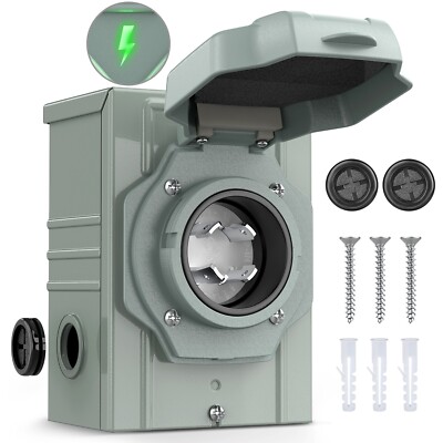 Nilight 30 AMP Generator Power Inlet Box 125/250V NEMA L14-30P Receptacle Box