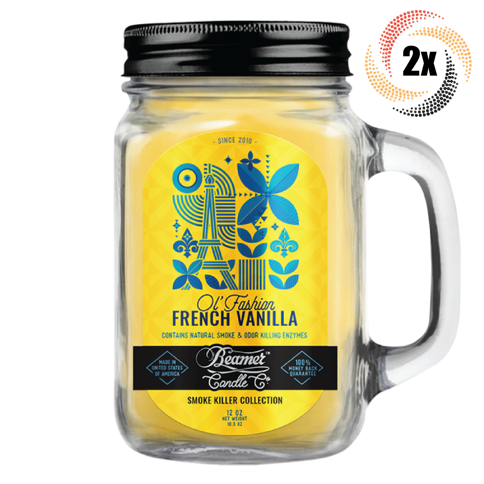 2x Баночки свечей-Бимеров Старомодная французская свеча для устранения запаха ванили | 12 унций