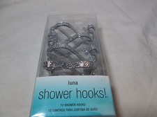 New InterDesign Inter Design LUNA Set of Twelve Shower Hooks  Chrome NIB
