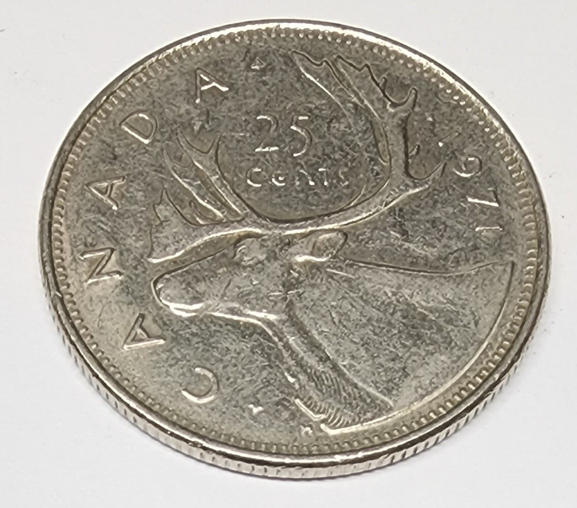 Canada 25 Cents 1971 Quarter Dollar Canadian Caribou Queen