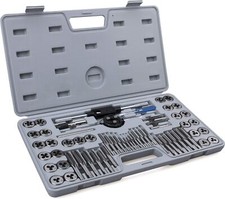 60Pc Tap Die Set Metric M3-M12 SAE 4-1/2" Threading Tool Kit Repair Case