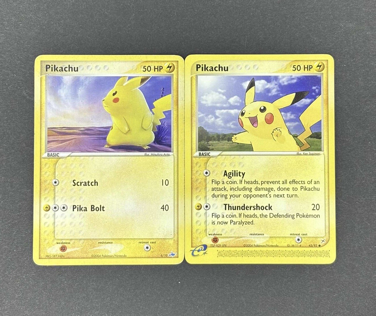 Pokemon TCG 2 Card Lot - Pikachu 6/10 Pikachu 43/95 Non-holo
