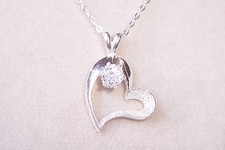 USA MADE 925 STERLING SILVER 5mm Zircon Open Heart Pendant/925 chain 18 inches