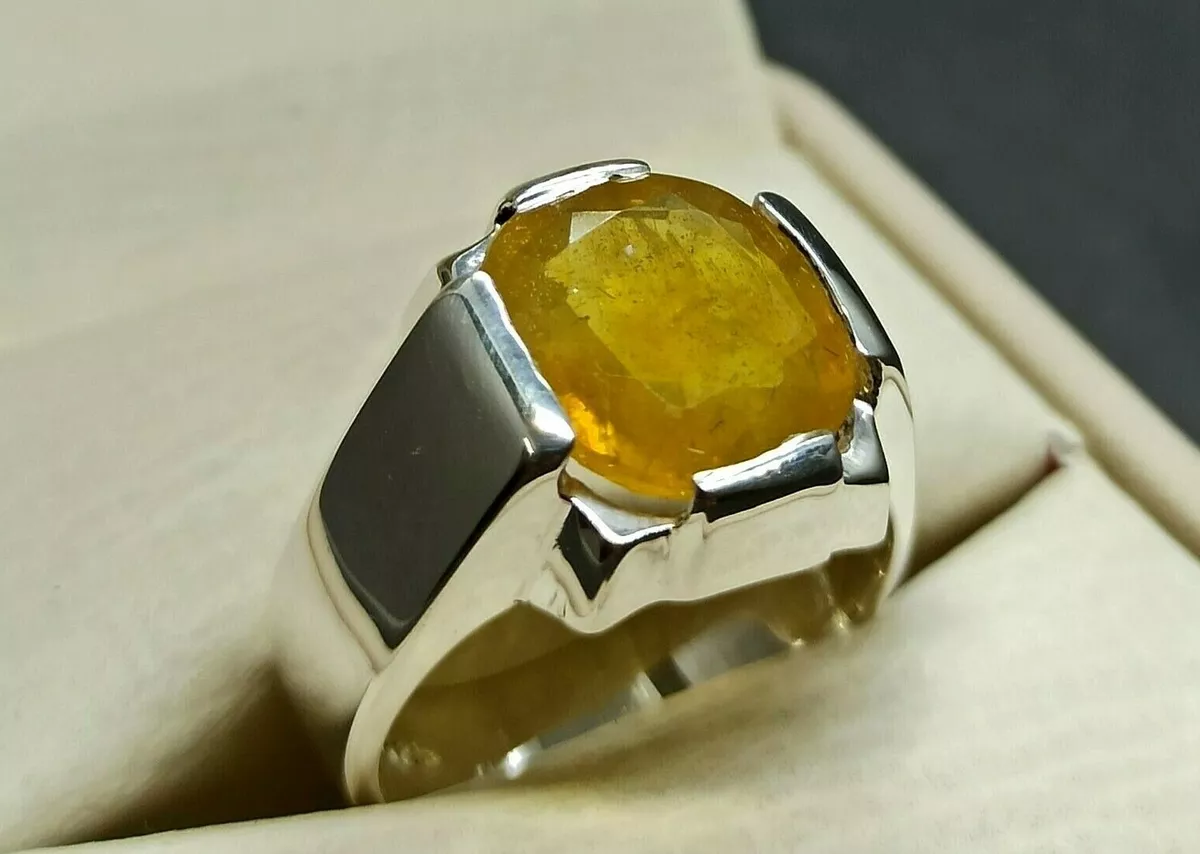 Original Yellow Sapphire Sterling Silver Ring Natural Yellow Sapphire  African - Etsy