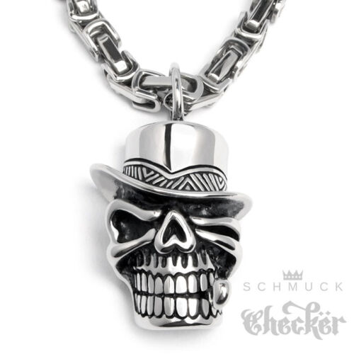 Stainless Steel Chain Pendant Skull Cylinder Whistle Steampunk + 60cm King Chain - Picture 1 of 3
