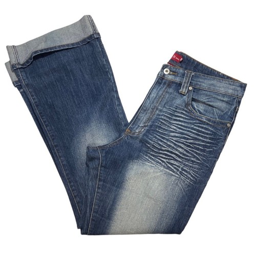 JENNY JO Dark Hi-Rise Jeans Juniors 17/18 Distressed Cuffs Whitewash Whiskering - Picture 5 of 20