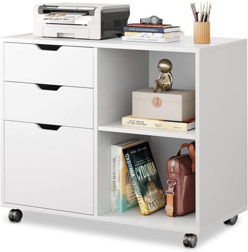 Durable Lateral File Cabinet with 3 Drawers and Open Storage for Home Office - Picture 3 of 8