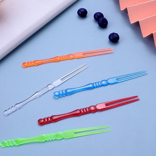 20-100Pcs Colorful Plastic Fruit Forks Picks, Bistro Cocktail Tasting Appetizer - Picture 11 of 16