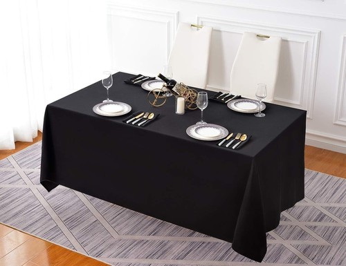 Stain Resistant 90x156 Inch Black Tablecloths - Perfect for Weddings & Banquets - Picture 8 of 10