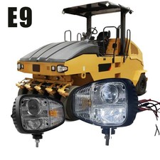 E9 Pair LED Headlights 195-0189 For Caterpillar Pneumatic Compactor: CW-14, CW14