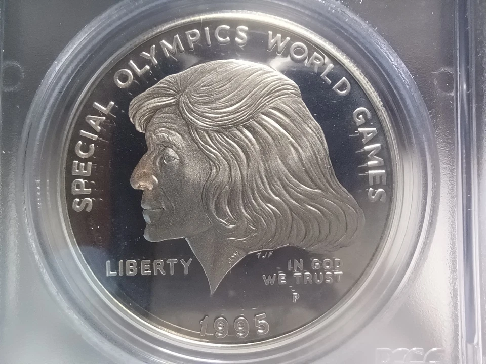 1995 P Special Olympics Commemorative Silver Dollar PCGS PR69DCAM. Video SL0164. - Image 3 of 4