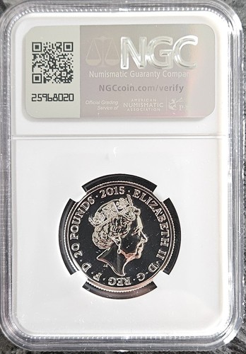 2015 Great Britain Silver £20 Longest Reigning Monarch Queen Elizabeth II NGC MS - Picture 2 of 3