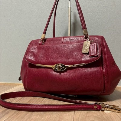 COACH 25166 Madison Madeline E/W Satchel Brown Leather Bleecker Handbag Y2K