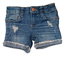 HIPPIE GIRL BRAND Regular Rise Shortie Blue Jean Shorts with Lace Trim - Size 6