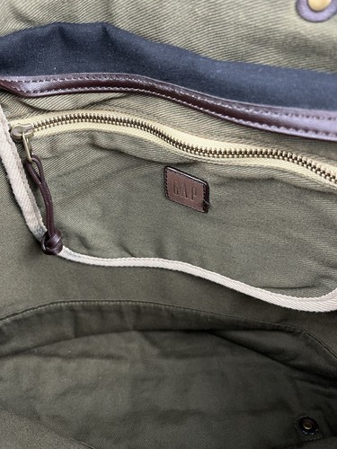 Gap Canvas & Leather 17” Messenger Bag Black Brown RARE VGC - Picture 13 of 15