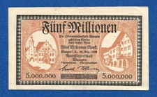 09 286 Notgeld Wangen Amtsk&ouml;rperschaft 5 Millionen Mark, 29.8.1923
