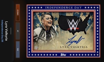 Lyra Valkyria Lower 48 Signature Relic Iconic Topps Slam WWE Independence Day 26