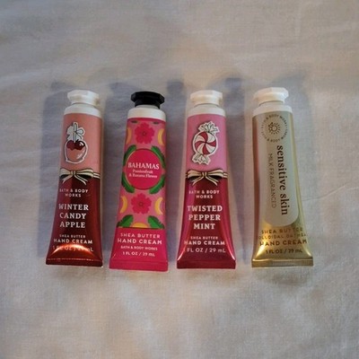 Bath & Body Works Hand Cream Set Winter Candy Apple Twisted Peppermint Rose 1 oz