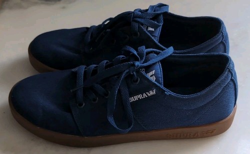 Supra Men's Blue Canvas Skate Low Top Sneakers Shoes Sz 8.5 - Picture 6 of 8