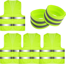 Warnwesten Auto 4er, Warnweste Auto mit 2 Reflektorband, Gelb Sicherheitsweste A