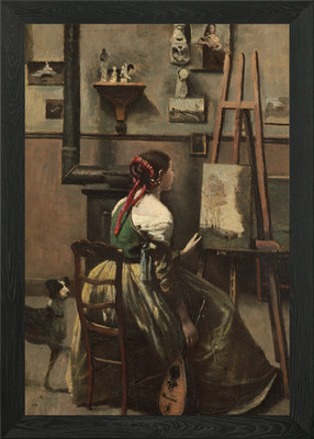 Künstler bei der Arbeit Gemälde im Atelier gerahmtes Wandbild Poster Leinwanddruck Bild