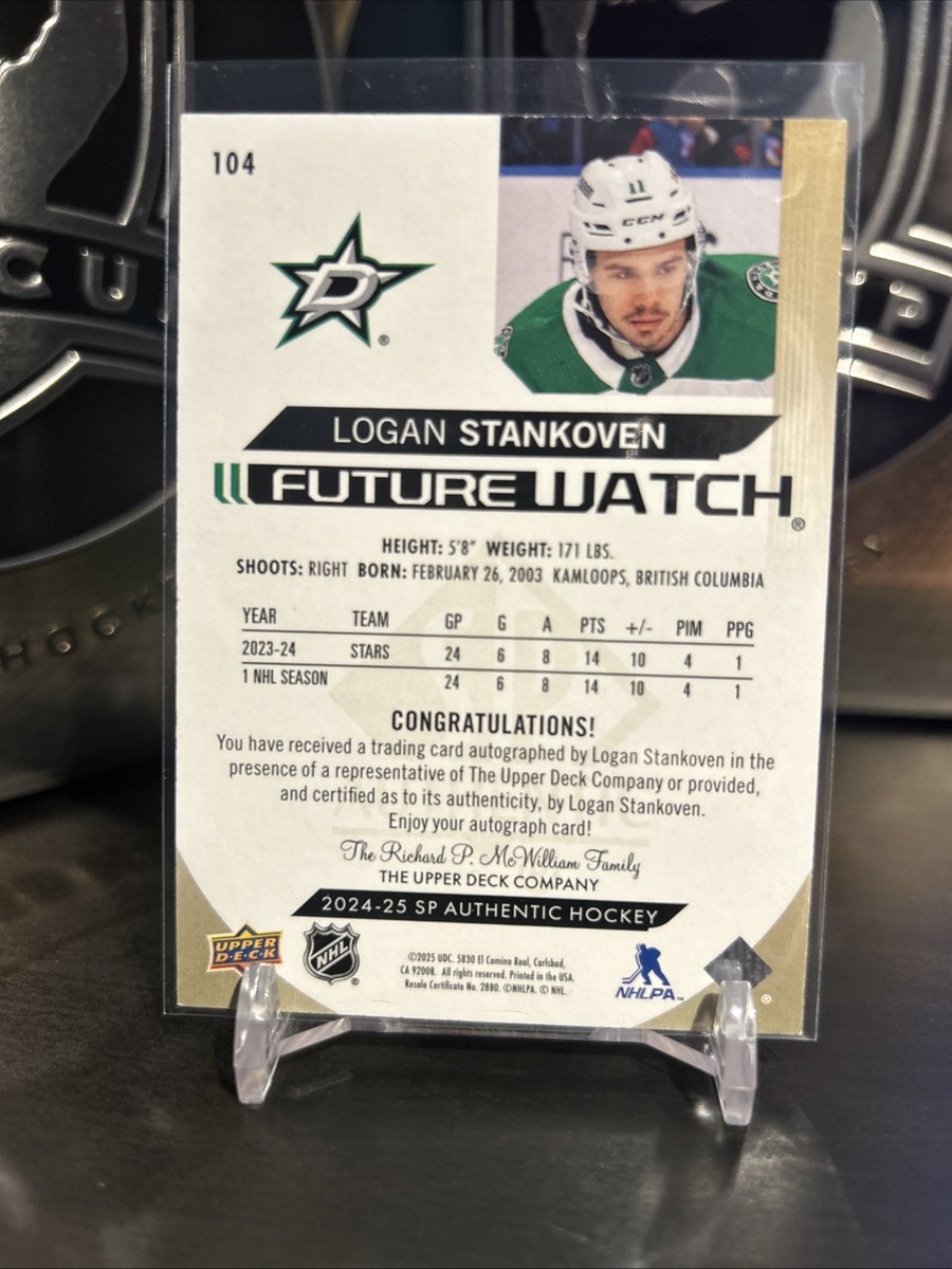 2024-25 Upper Deck SP Authentic Logan Stankoven Future Watch Auto
