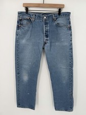 Vintage 90  s Levi's 501 Jeans Men  s 36x29 Blue Button Fly Distressed Denim Y2K