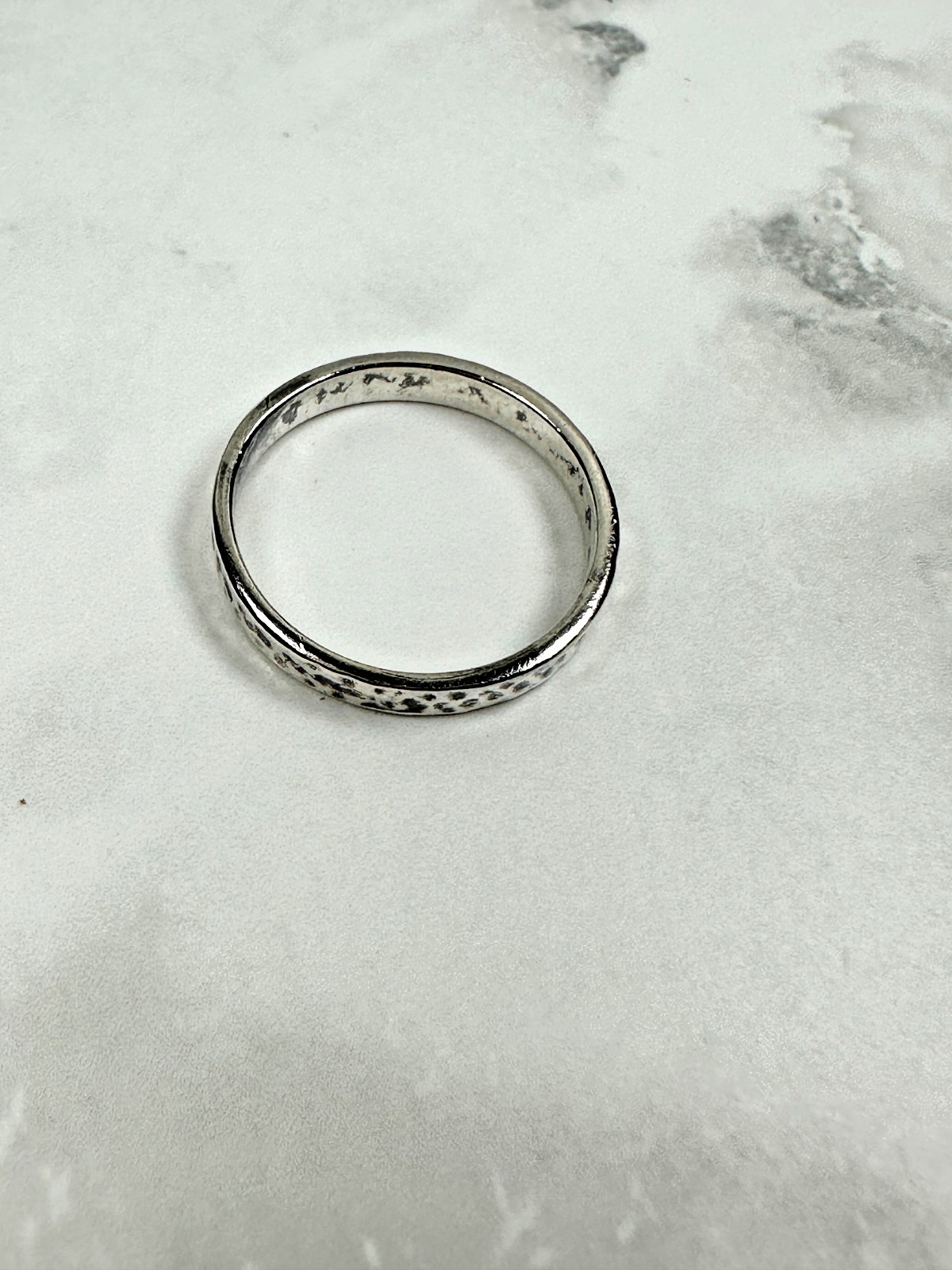 Sterling Silver Lightly Hammered Thin Ring Band -… - image 5
