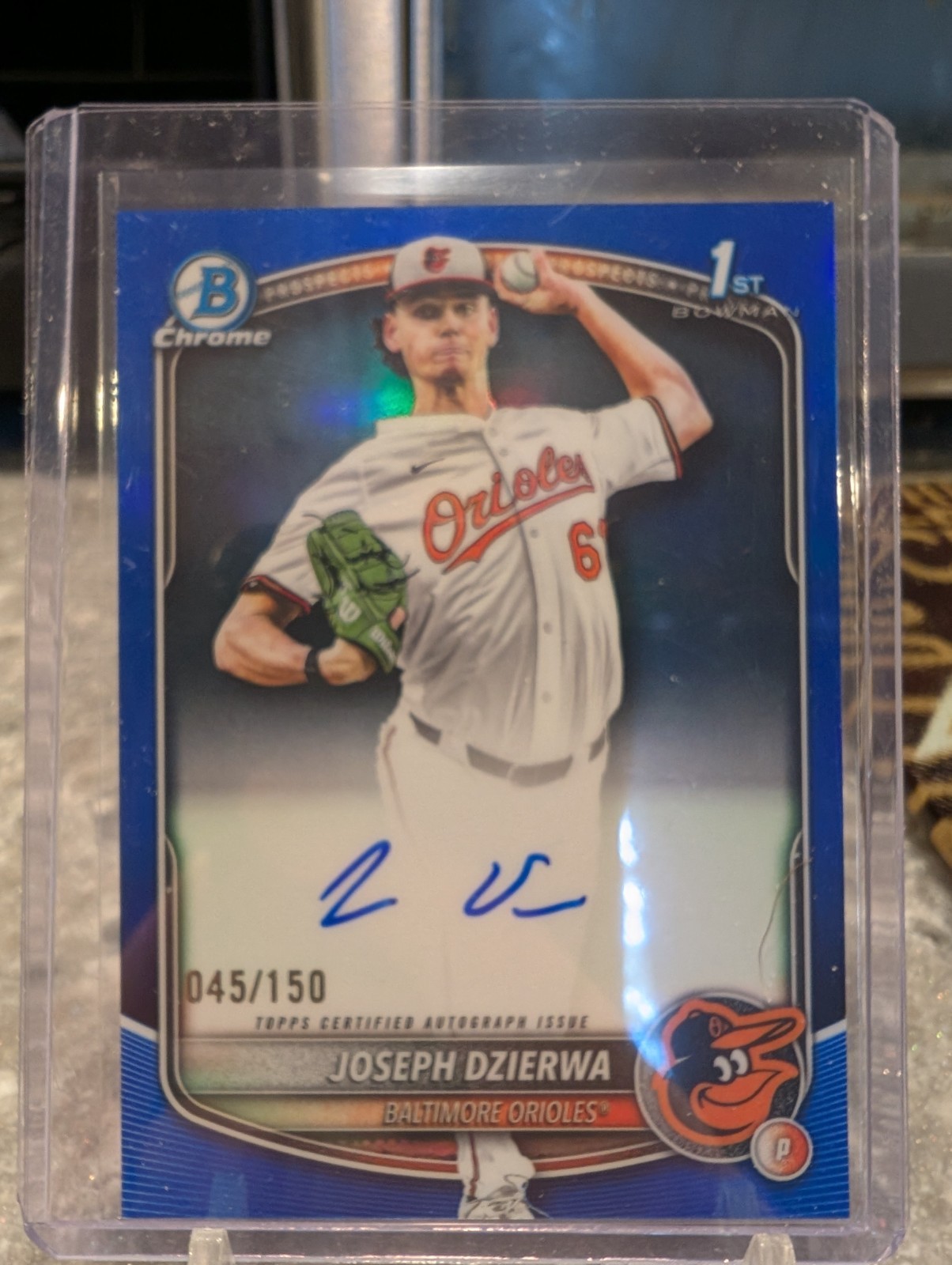 2025 Bowman Draft Chrome Prospect Autographs Joseph Dzierwa Blue Refractor /150
