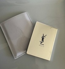 YSL Yves Saint Laurent Beaute Silver  White Patent Leather Makeup Mirror. New 