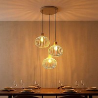 HäNgeleuchte Pendellampe Esszimmerlampe Verstellbar Creme 3 Flammig Led H 120 Cm