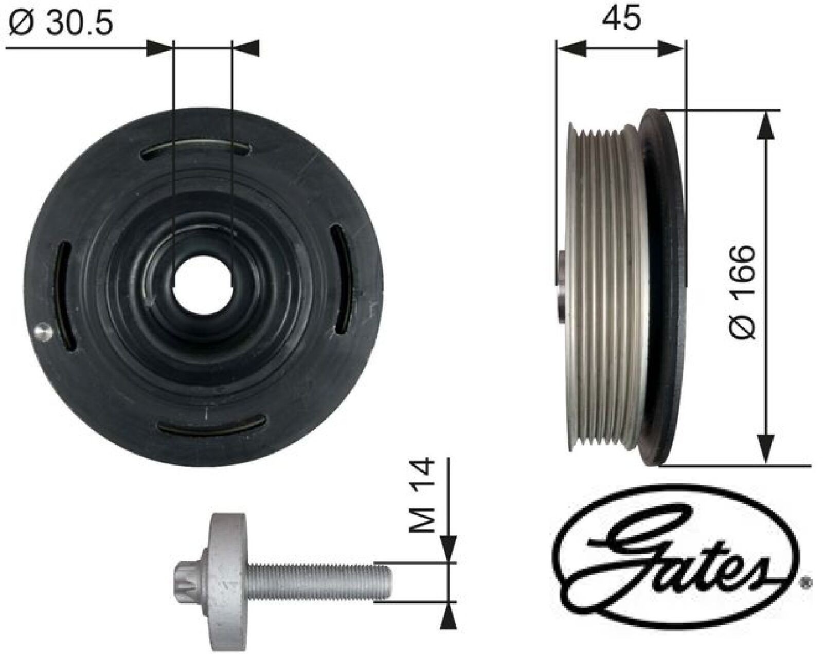 Gates TVD1041A Riemenscheibe für Kurbelwelle Riemenscheibe Kurbelwelle