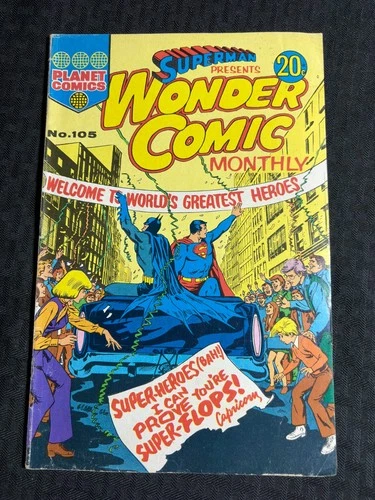 Vintage WONDER COMIC MONTHLY Planet Comics #105 VG+ 4.5 Superman & Batman AUS
