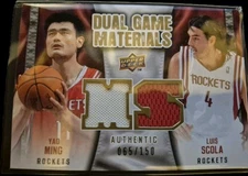 2009 Upper Deck  Dual Game Materials Yao Ming, Luis Scola #DG-YS Gold /150 (MEM)