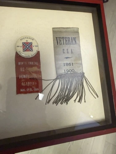 Very Rare Civil War Confederate Montgomery Alabama UCV Badge Ribbon Veteran