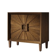 31.5"Mid-Century Sunburst Door Sideboard Antique Brown Credenza Adjustable Shelf